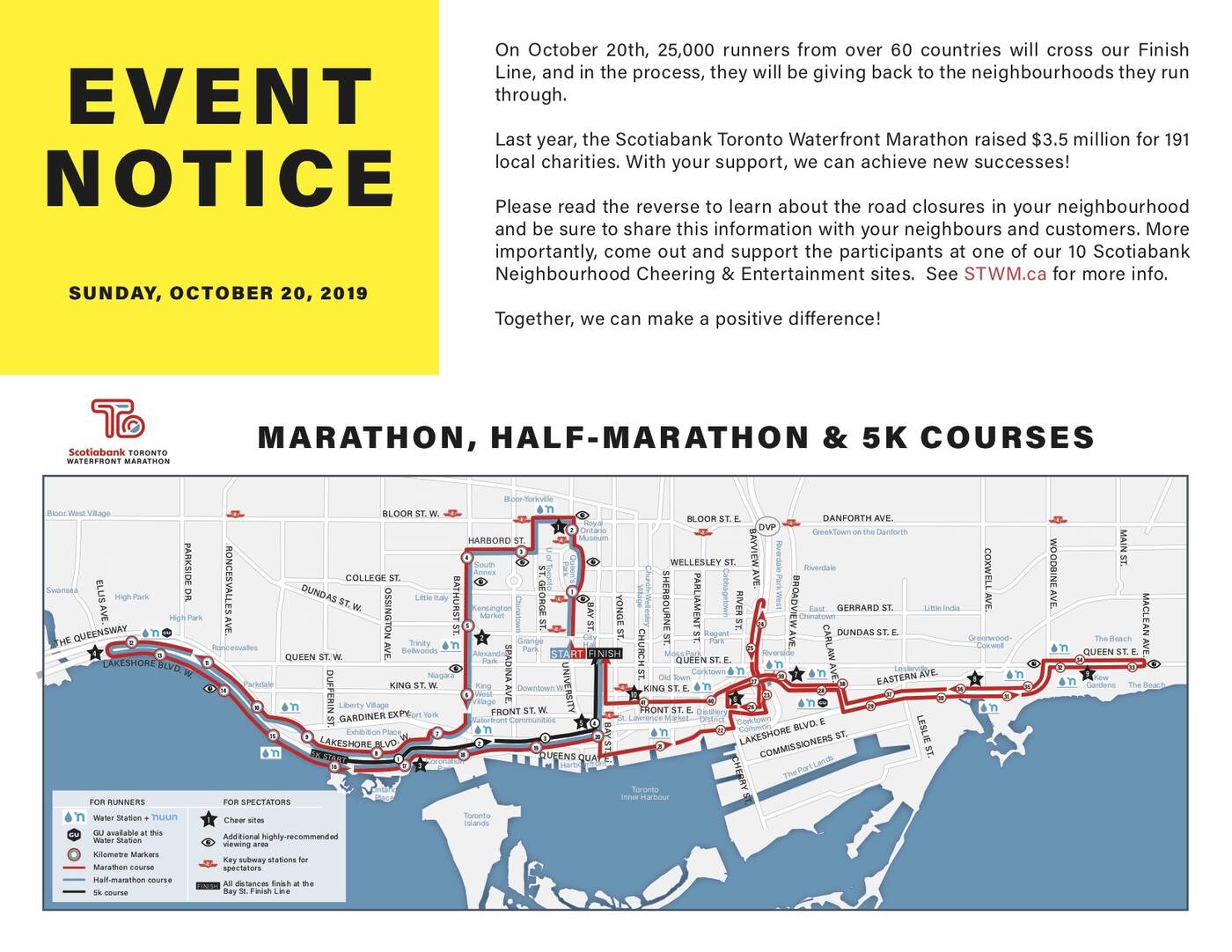 Scotiabank Toronto Waterfront Marathon road closures and route info for