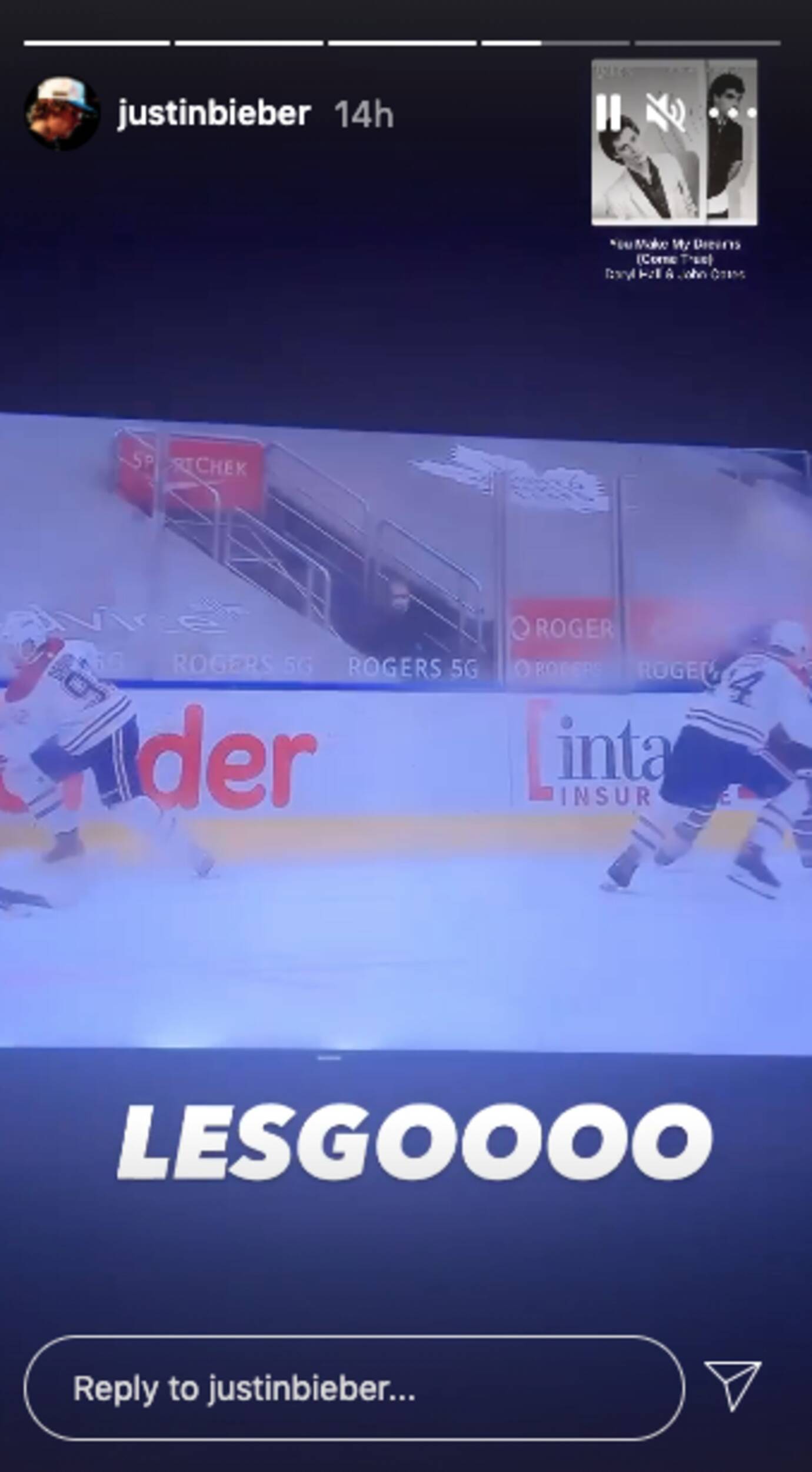 Justin Bieber celebrates Toronto Maple Leafs' series sweep