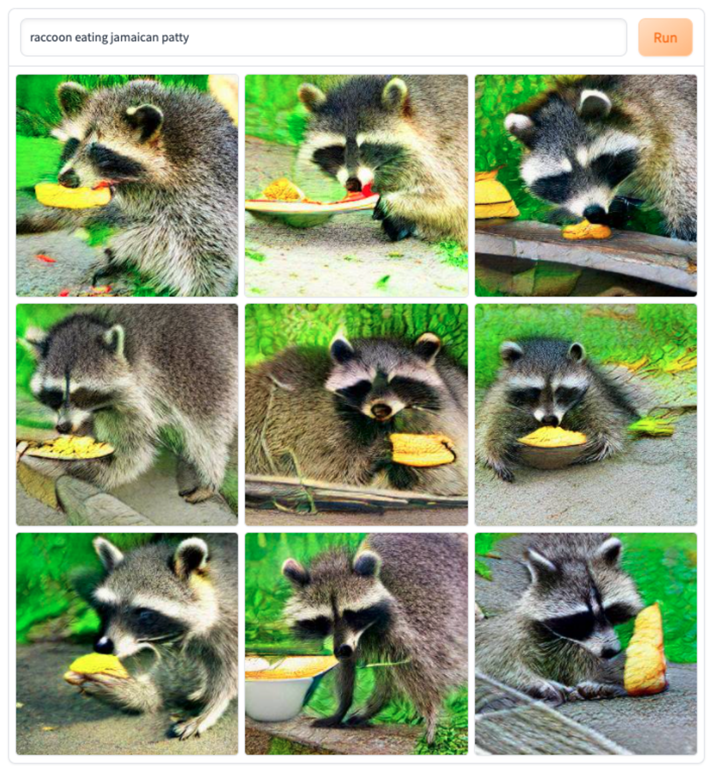 raccoons eating patty