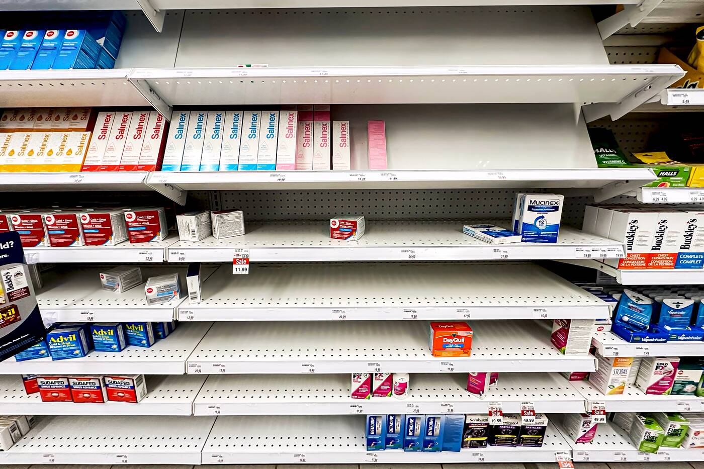 Severe shortage for adult cold medicine in Canada results in empty